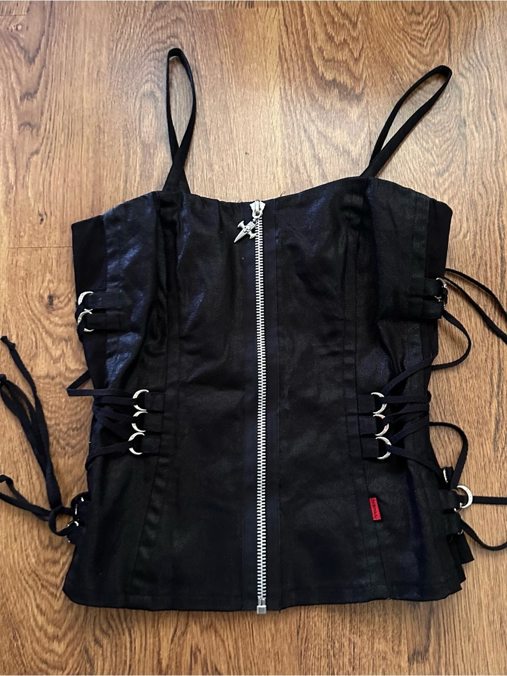 Tripp NYC Vintage Black Corset Top grunge gothic size XL front zipper